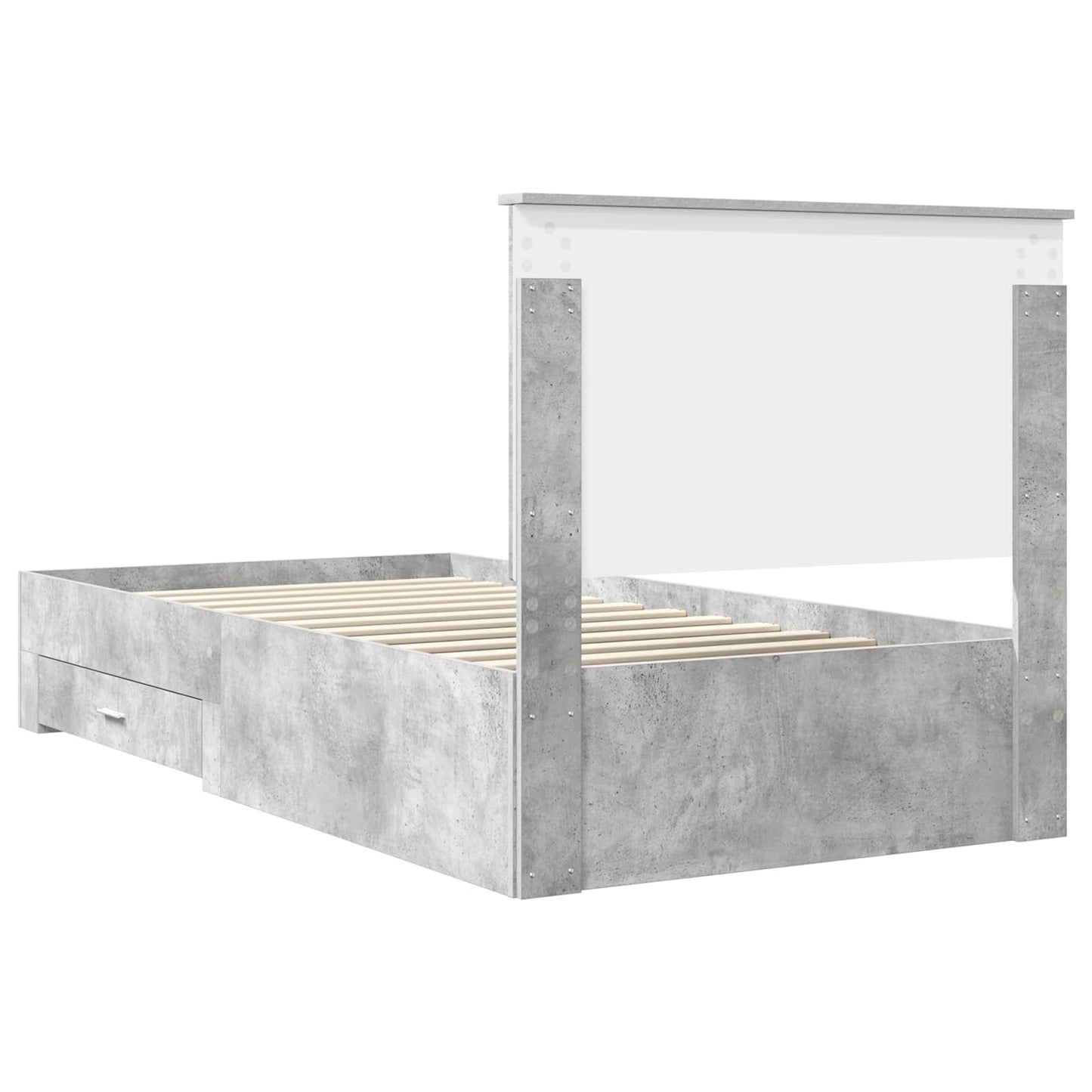 vidaXL Bettrahmen mit Kopfteil Beton Grau 100 x 200 cm Holzwerkstoff