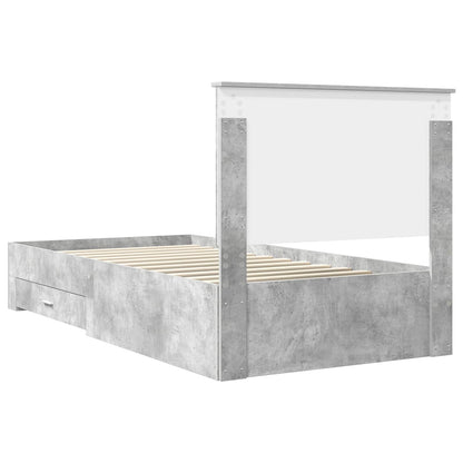 vidaXL Bettrahmen mit Kopfteil Beton Grau 100 x 200 cm Holzwerkstoff