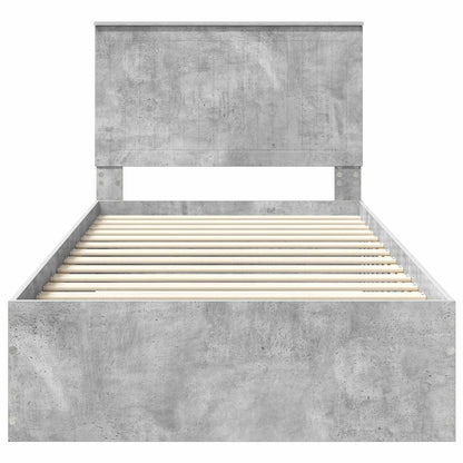 vidaXL Bettrahmen mit Kopfteil Beton Grau 100 x 200 cm Holzwerkstoff