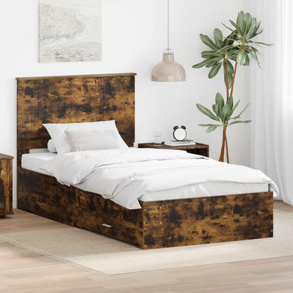 vidaXL Bettrahmen Geräucherte Eiche 100 x 200 cm Holzwerkstoff