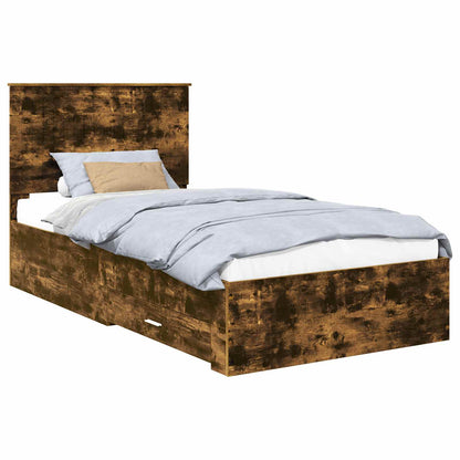 vidaXL Bettrahmen Geräucherte Eiche 100 x 200 cm Holzwerkstoff