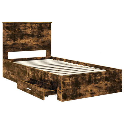 vidaXL Bettrahmen Geräucherte Eiche 100 x 200 cm Holzwerkstoff