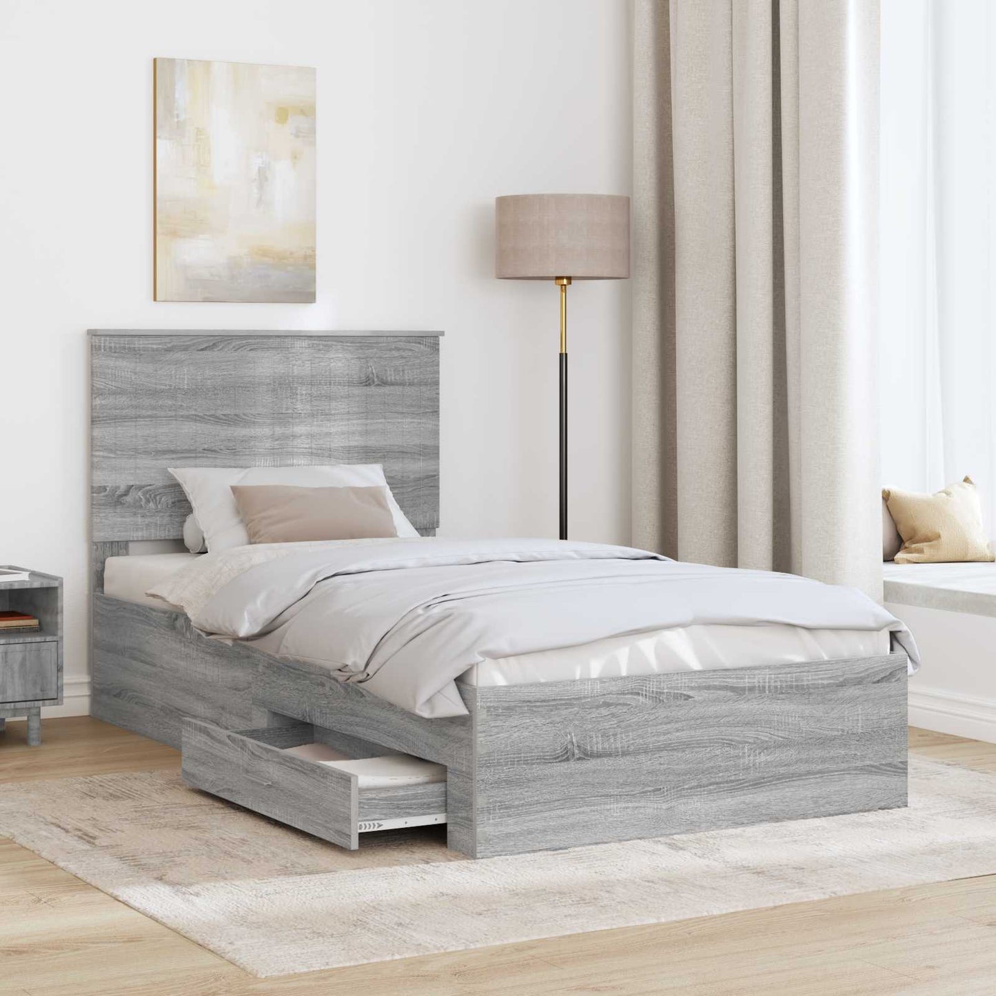 vidaXL Cadre de lit Gris Sonoma 100 x 200 cm Bois d'ingénierie