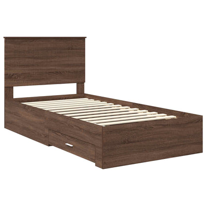 vidaXL Bettrahmen Braune Eiche und Silber 90 x 200 cm Holzwerkstoff