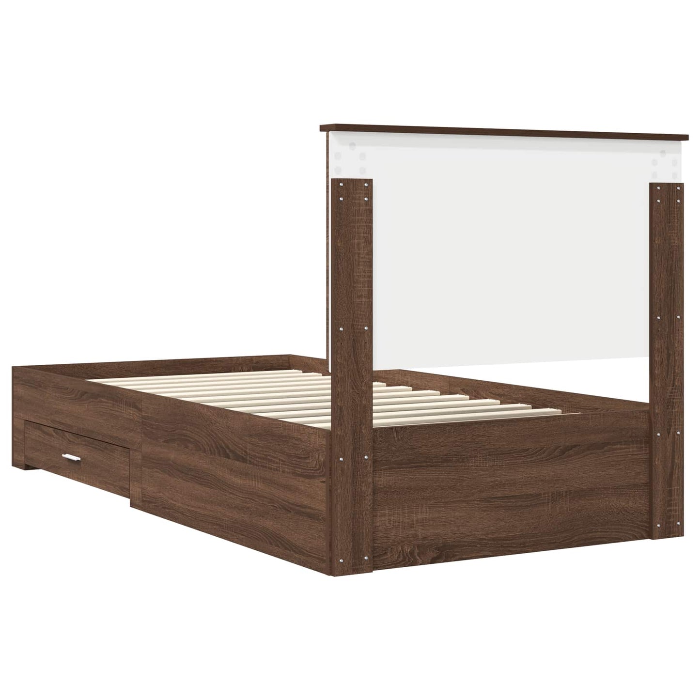vidaXL Bettrahmen Braune Eiche und Silber 90 x 200 cm Holzwerkstoff