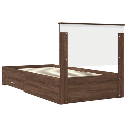 vidaXL Bettrahmen Braune Eiche und Silber 90 x 200 cm Holzwerkstoff