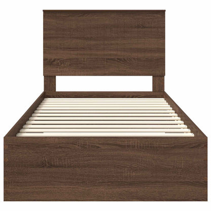 vidaXL Bettrahmen Braune Eiche und Silber 90 x 200 cm Holzwerkstoff
