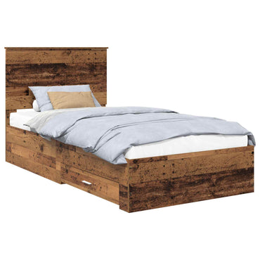 vidaXL Bettrahmen mit Kopfteil Altholz 100 x 200 cm Holzwerkstoff