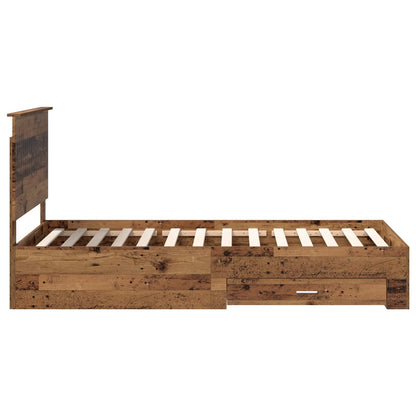 Bettrahmen mit Kopfteil Altholz 100 x 200 cm Holzwerkstoff