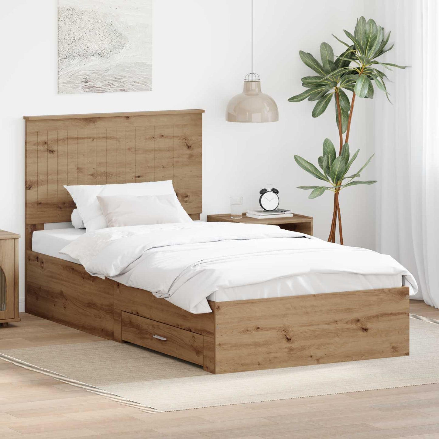 vidaXL Bettrahmen Artisan-Eiche 100 x 200 cm Holzwerkstoff