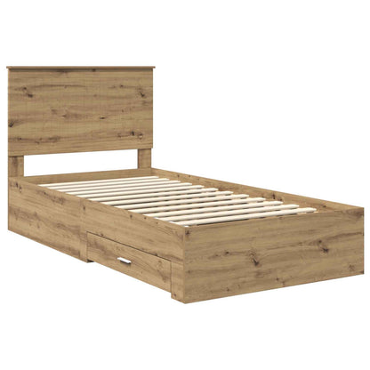 vidaXL Bettrahmen Artisan-Eiche 100 x 200 cm Holzwerkstoff