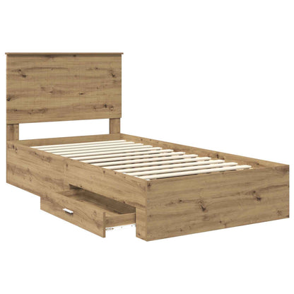 vidaXL Bettrahmen Artisan-Eiche 100 x 200 cm Holzwerkstoff