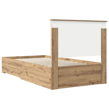 vidaXL Bettrahmen Artisan-Eiche 100 x 200 cm Holzwerkstoff
