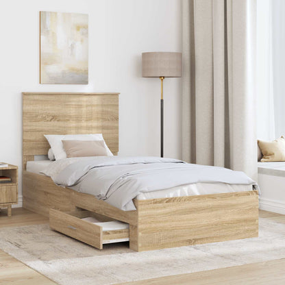 vidaXL Bettrahmen mit Kopfteil Sonoma-Eiche 90 x 200 cm Holzwerkstoff