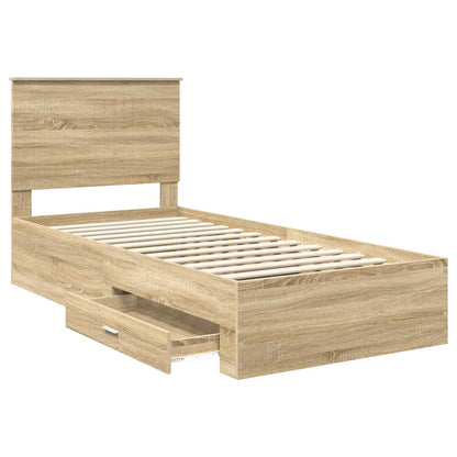 vidaXL Bettrahmen mit Kopfteil Sonoma-Eiche 90 x 200 cm Holzwerkstoff