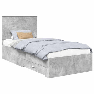 vidaXL Cadre de lit avec tête de lit Gris Béton 90 x 200 cm Bois d'ingénierie