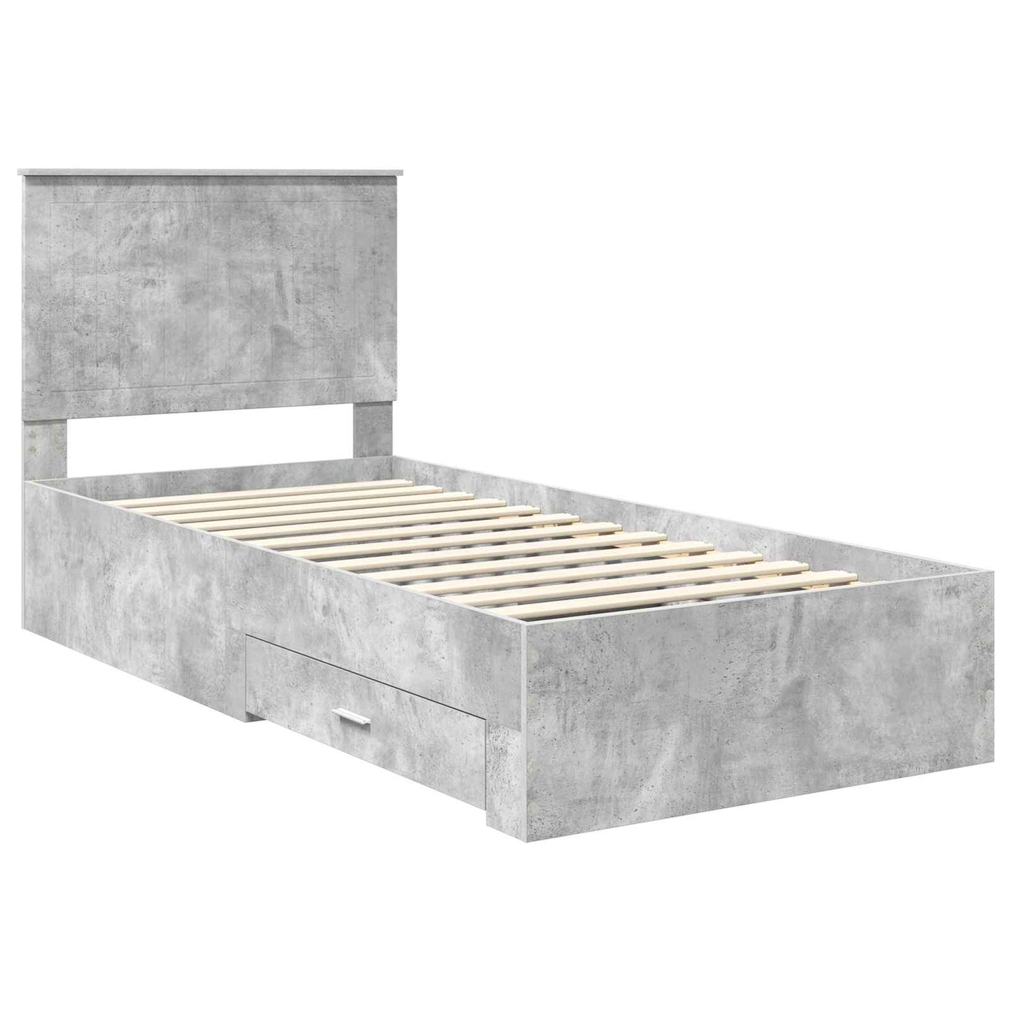 vidaXL Cadre de lit avec tête de lit Gris Béton 90 x 200 cm Bois d'ingénierie