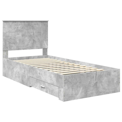vidaXL Cadre de lit avec tête de lit Gris Béton 90 x 200 cm Bois d'ingénierie