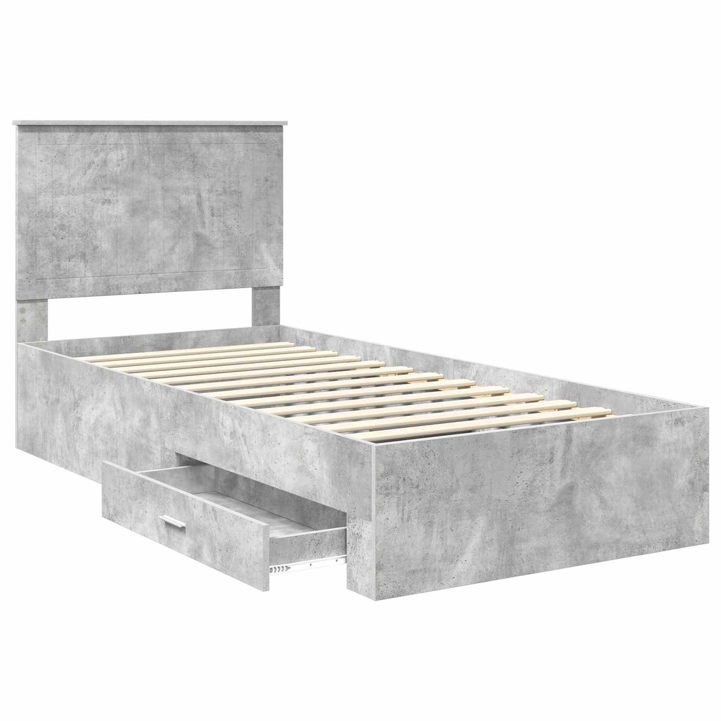 vidaXL Cadre de lit avec tête de lit Gris Béton 90 x 200 cm Bois d'ingénierie