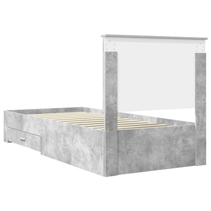 vidaXL Cadre de lit avec tête de lit Gris Béton 90 x 200 cm Bois d'ingénierie