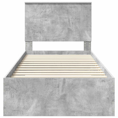 vidaXL Cadre de lit avec tête de lit Gris Béton 90 x 200 cm Bois d'ingénierie