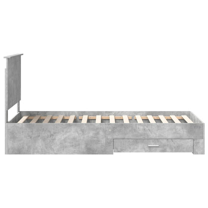 vidaXL Cadre de lit avec tête de lit Gris Béton 90 x 200 cm Bois d'ingénierie