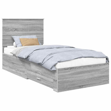 vidaXL Bettrahmen mit Kopfteil Graues Sonoma 90 x 200 cm Holzwerkstoff