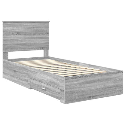 vidaXL Bettrahmen mit Kopfteil Graues Sonoma 90 x 200 cm Holzwerkstoff