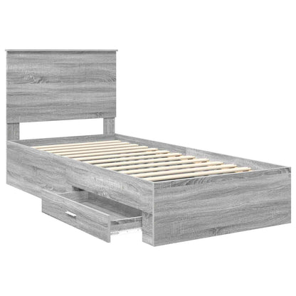 vidaXL Bettrahmen mit Kopfteil Graues Sonoma 90 x 200 cm Holzwerkstoff
