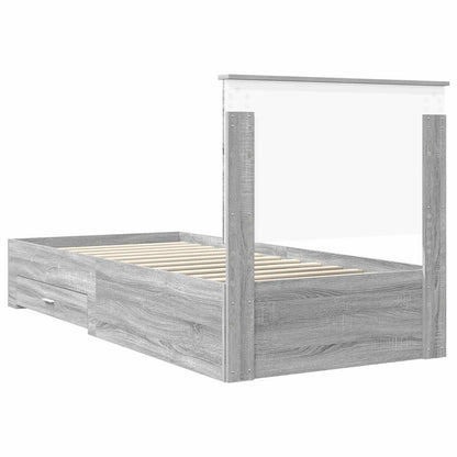 vidaXL Bettrahmen mit Kopfteil Graues Sonoma 90 x 200 cm Holzwerkstoff