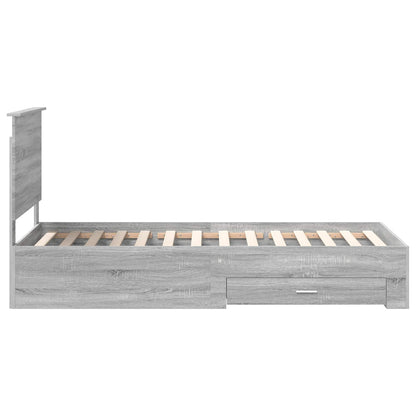 vidaXL Bettrahmen mit Kopfteil Graues Sonoma 90 x 200 cm Holzwerkstoff