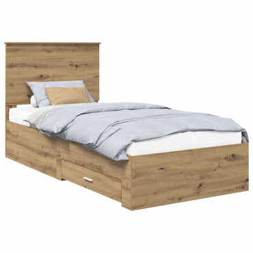vidaXL Cadre de lit avec tête de lit Chêne artisan 90 x 200 cm Bois d'ingénierie