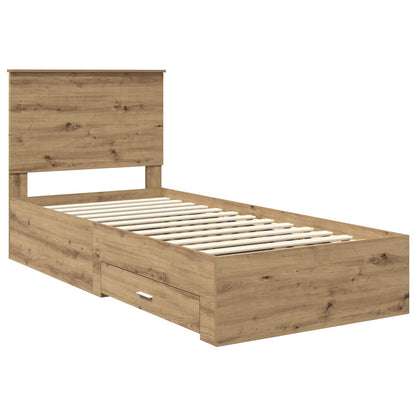vidaXL Cadre de lit avec tête de lit Chêne artisan 90 x 200 cm Bois d'ingénierie