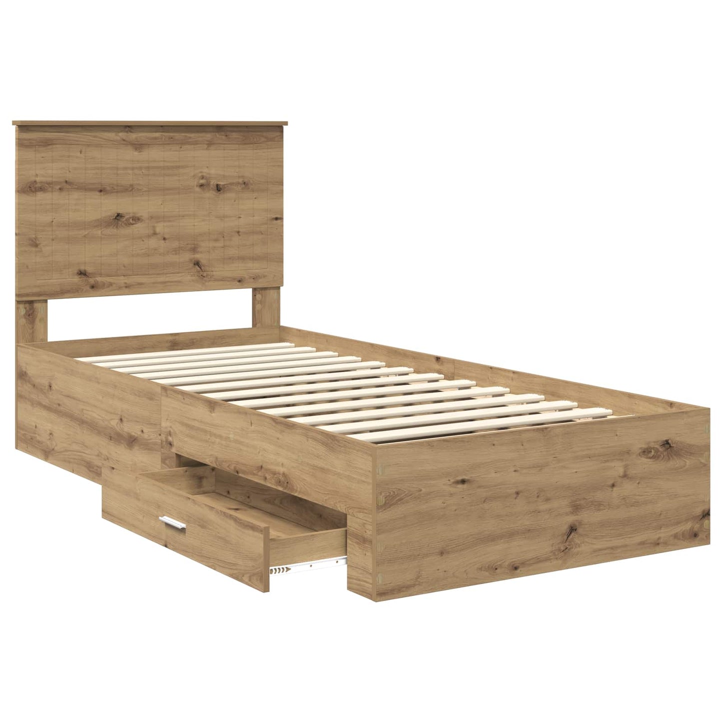 vidaXL Cadre de lit avec tête de lit Chêne artisan 90 x 200 cm Bois d'ingénierie