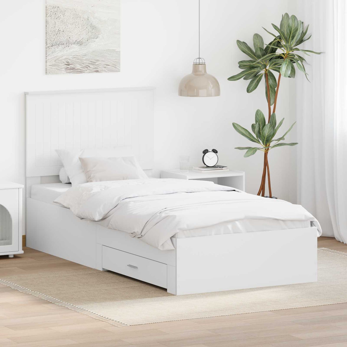 vidaXL Bettrahmen mit Kopfteil Weiß 90 x 190 cm Holzwerkstoff