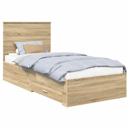 vidaXL Bettrahmen mit Kopfteil Sonoma-Eiche 90 x 190 cm Holzwerkstoff