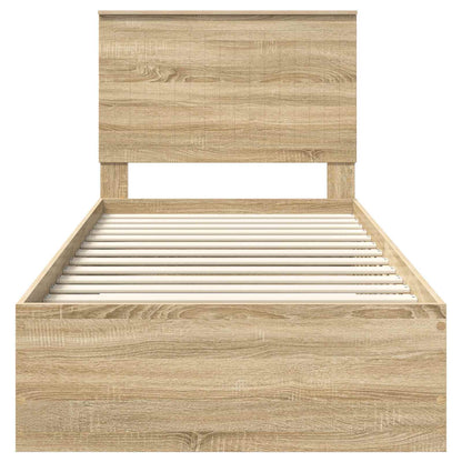 vidaXL Bettrahmen mit Kopfteil Sonoma-Eiche 90 x 190 cm Holzwerkstoff