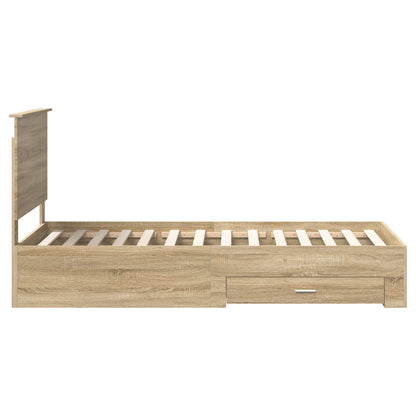 vidaXL Bettrahmen mit Kopfteil Sonoma-Eiche 90 x 190 cm Holzwerkstoff