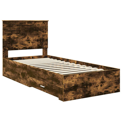 vidaXL Cadre de lit Chêne fumé 90 x 190 cm Bois d'ingénierie