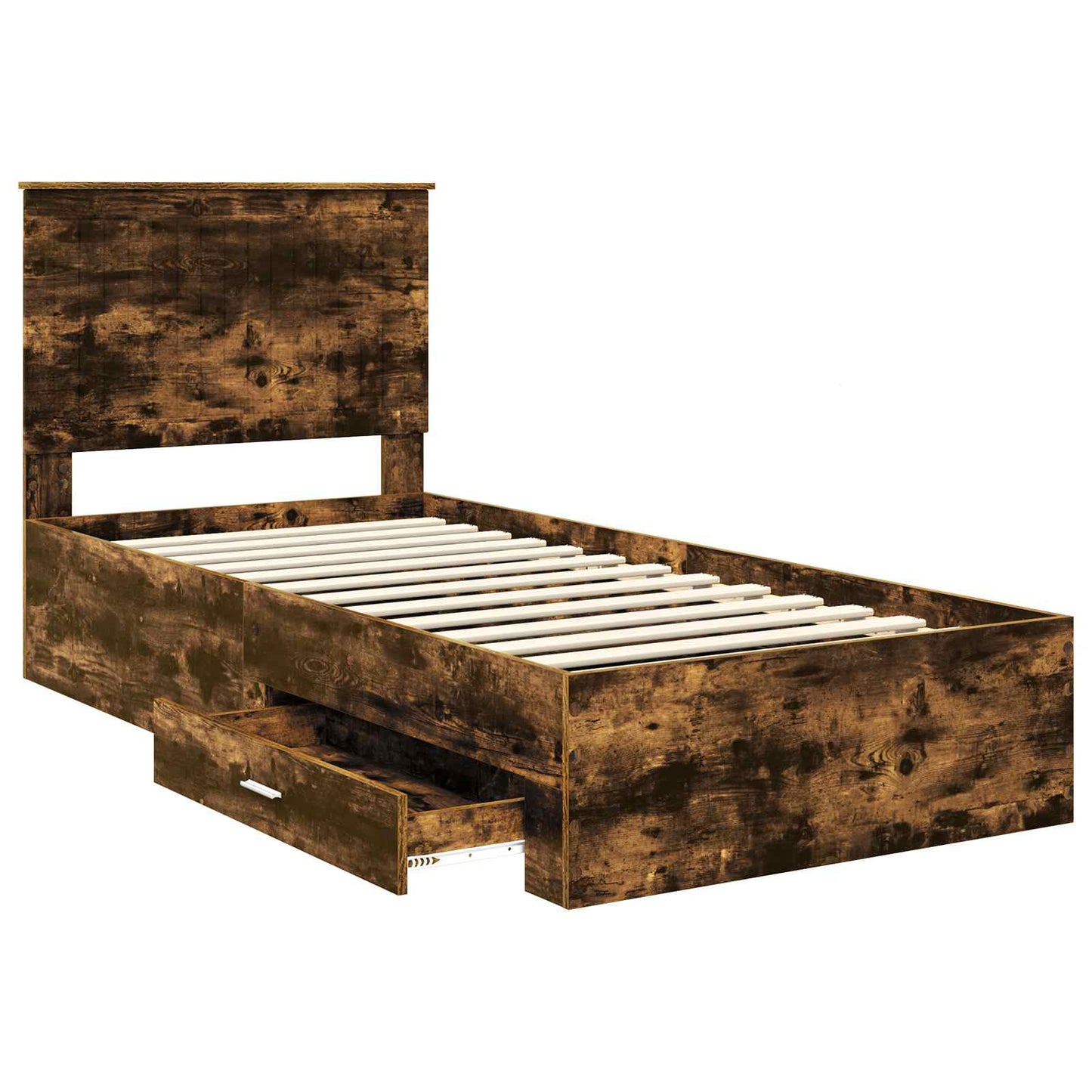 vidaXL Cadre de lit Chêne fumé 90 x 190 cm Bois d'ingénierie