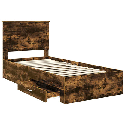 vidaXL Cadre de lit Chêne fumé 90 x 190 cm Bois d'ingénierie