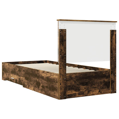 vidaXL Cadre de lit Chêne fumé 90 x 190 cm Bois d'ingénierie