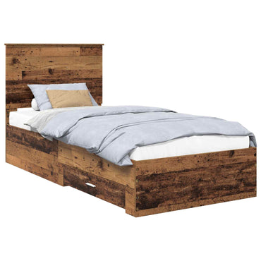 vidaXL Cadre de lit avec tête de lit en bois de récupération 90 x 190 cm en bois d'ingénierie