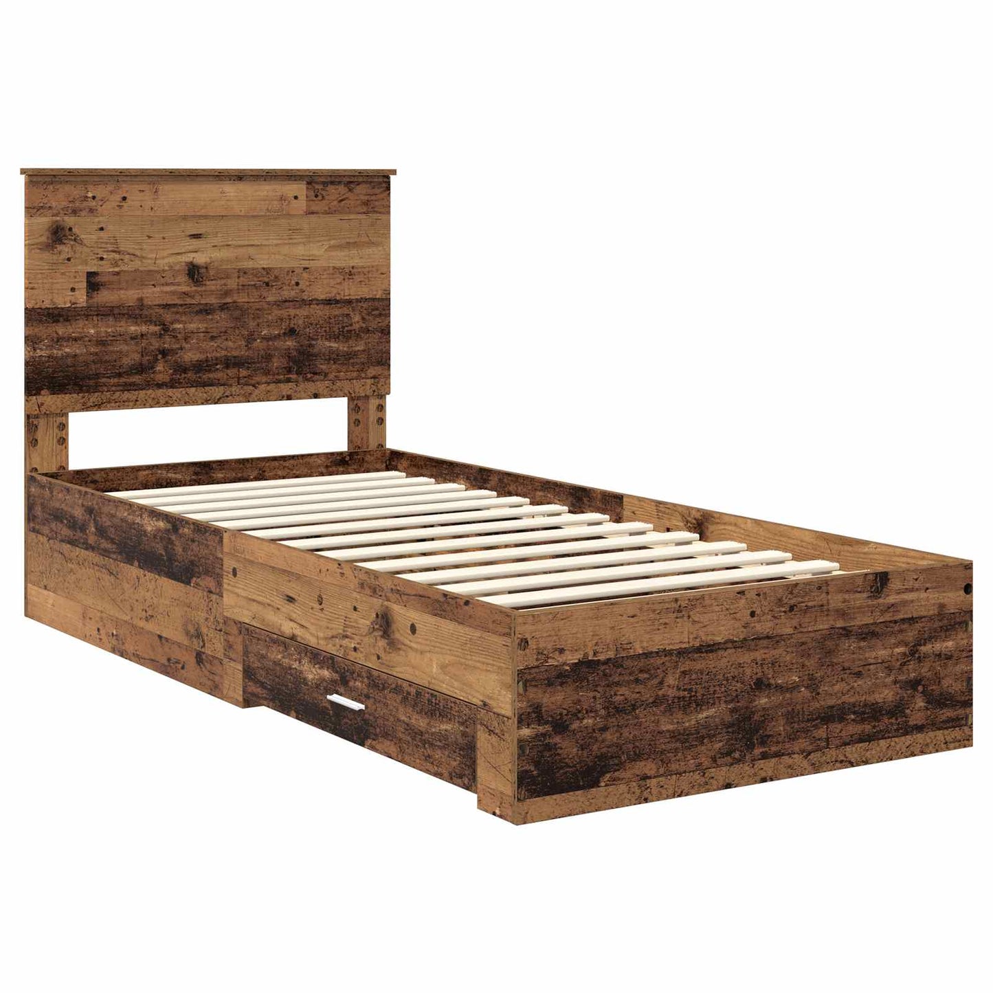 vidaXL Cadre de lit avec tête de lit en bois de récupération 90 x 190 cm en bois d'ingénierie