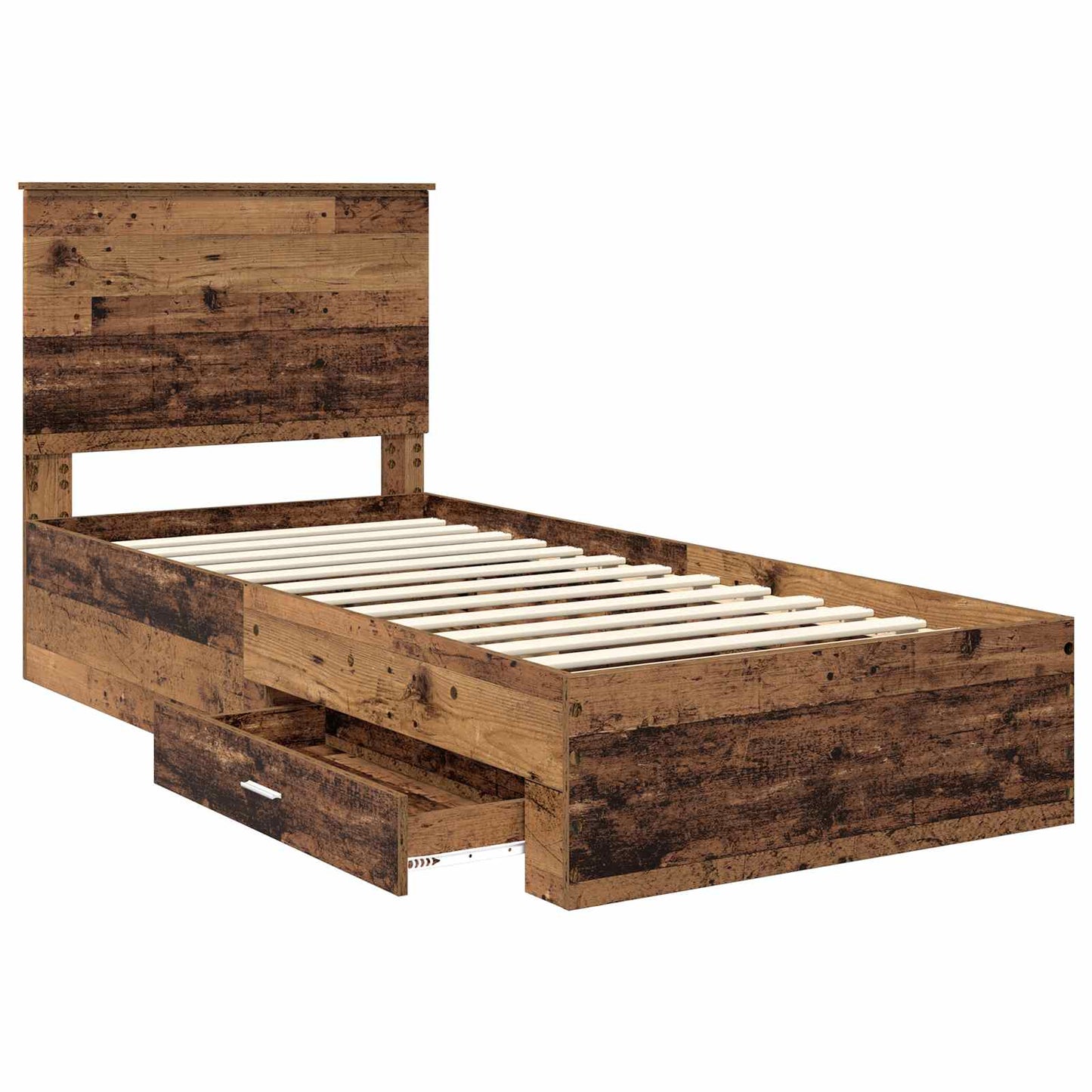 vidaXL Cadre de lit avec tête de lit en bois de récupération 90 x 190 cm en bois d'ingénierie