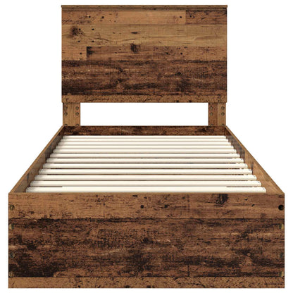 vidaXL Cadre de lit avec tête de lit en bois de récupération 90 x 190 cm en bois d'ingénierie