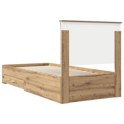 vidaXL Bettrahmen mit Kopfteil Artisan-Eiche 90 x 190 cm Holzwerkstoff