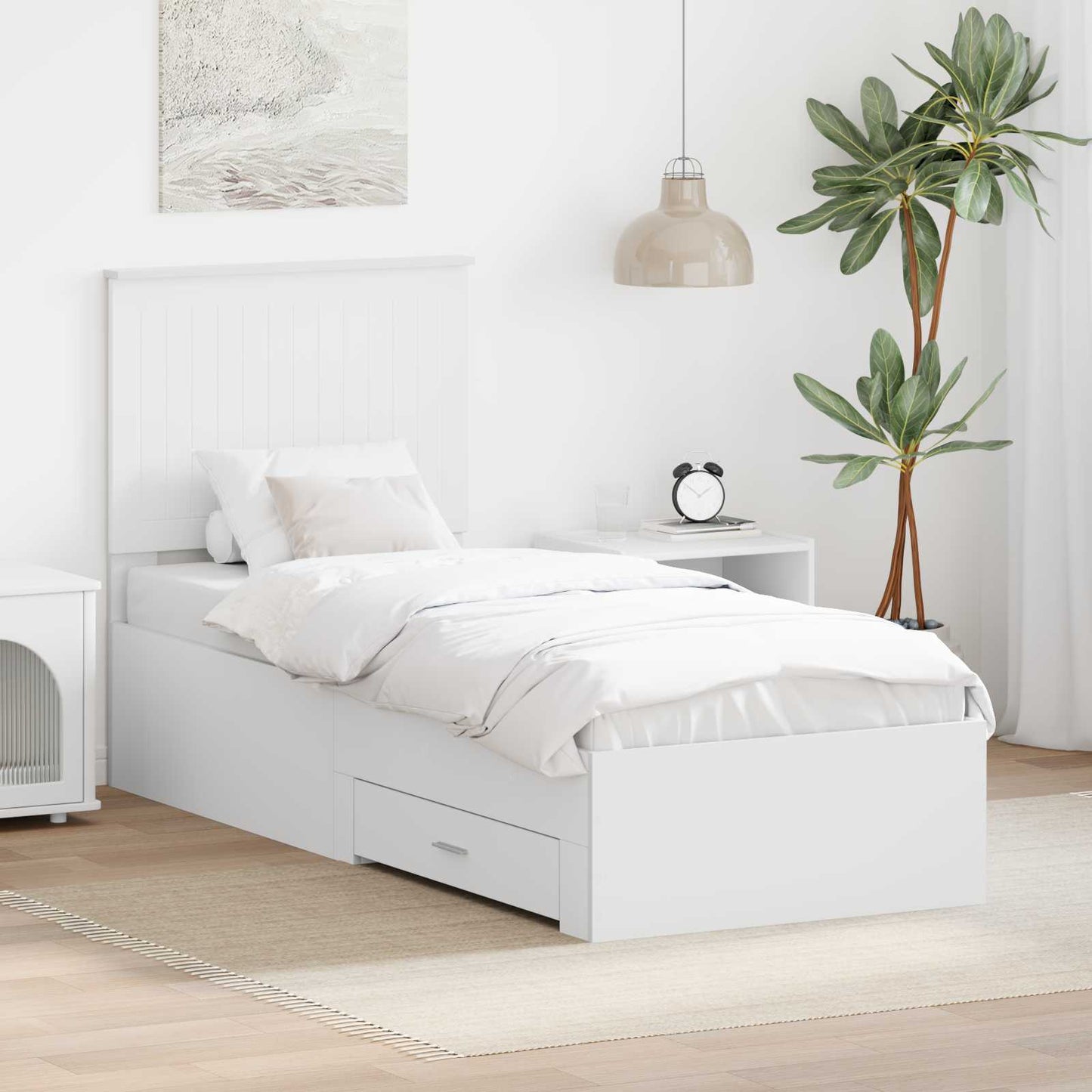 vidaXL Bettrahmen Weiß und Silber 70 x 190 cm Holzwerkstoff