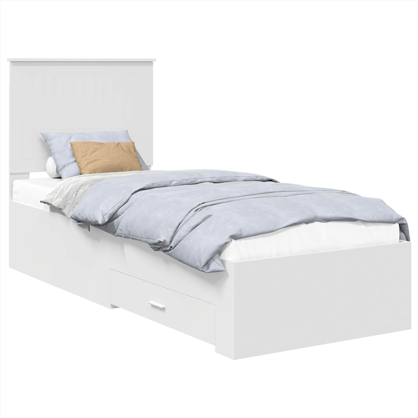 vidaXL Bettrahmen Weiß und Silber 70 x 190 cm Holzwerkstoff