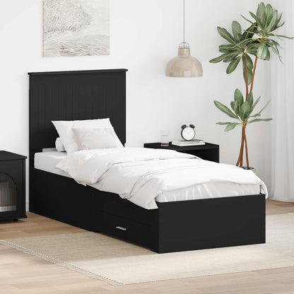 vidaXL Bettrahmen Schwarz und Silber 70 x 190 cm Holzwerkstoff